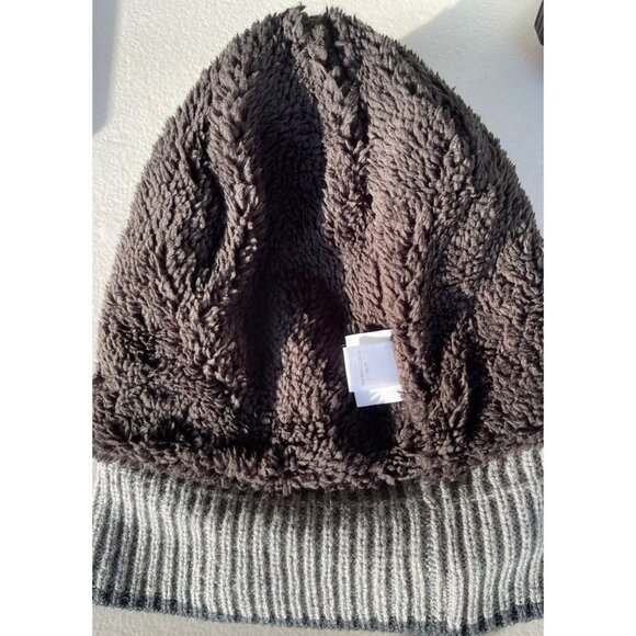 Dockers Mens Black & Gray Knit Beanie Hat Sherpa Lined For Warmth One Size Fits - Picture 2 of 7